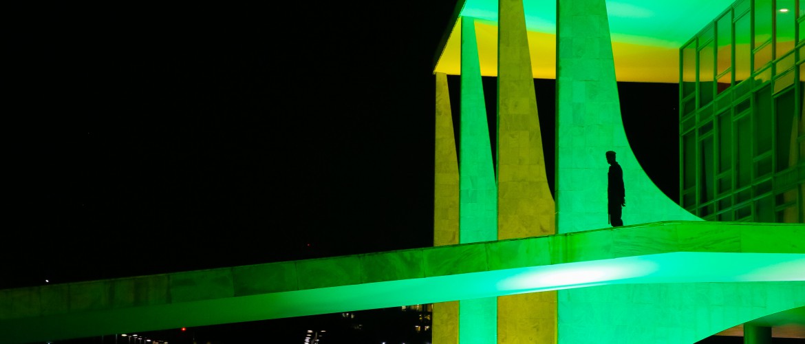 Brasília - DF, 03/06/2014. Palácio do Planalto iluminado de verde e amarelo. Foto: Roberto Stuckert Filho/PR.